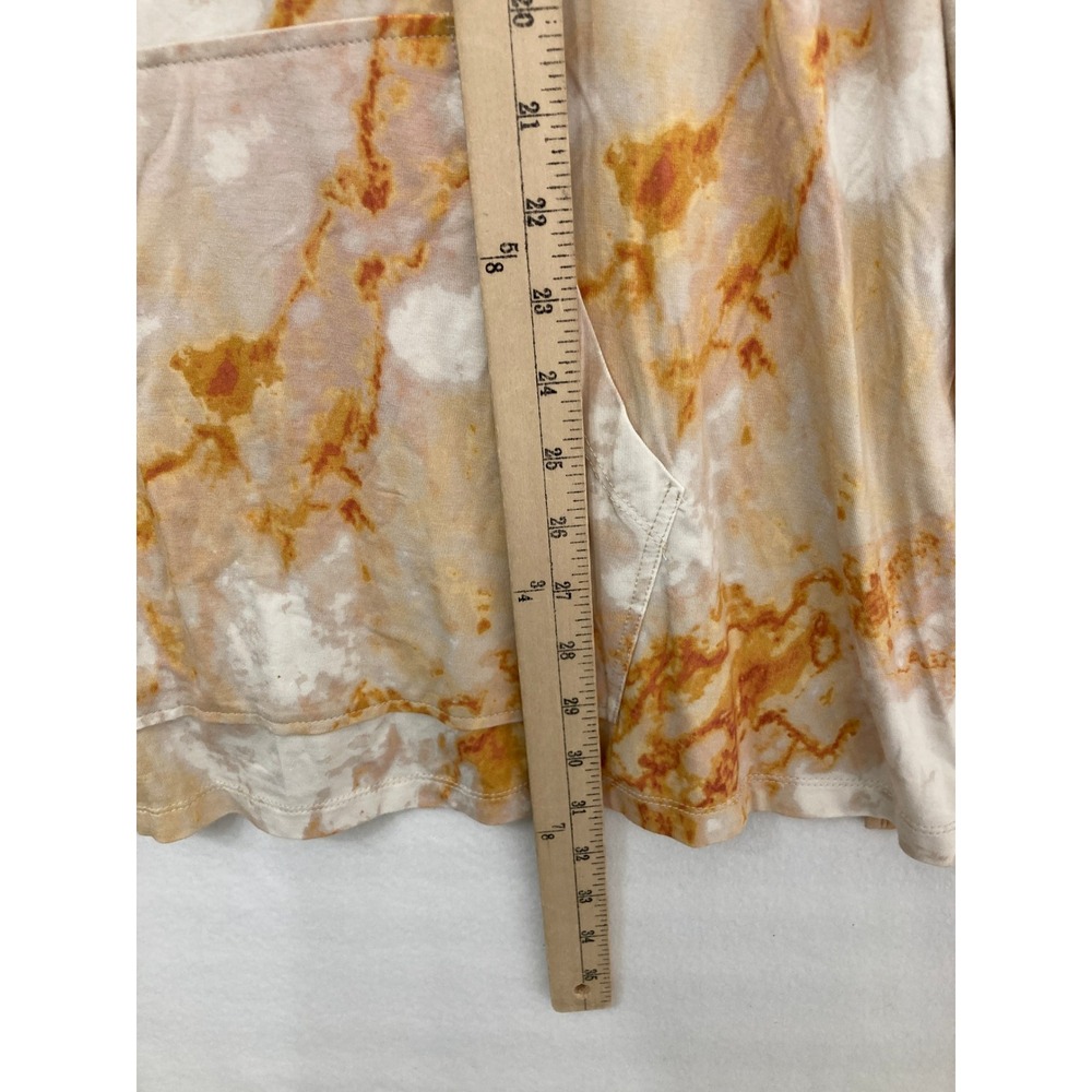 Susan Graver Tunic Size 2X Orange Marble V-Neck Kangaroo Pocket Liquid Knit - Picture 3 of 7
